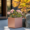 30cm Zinc Galvanised Brushed Rose Gold Finish Square Planter
