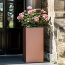 75cm Zinc Galvanised Brushed Rose Gold Copper Finish Tall Square Planter