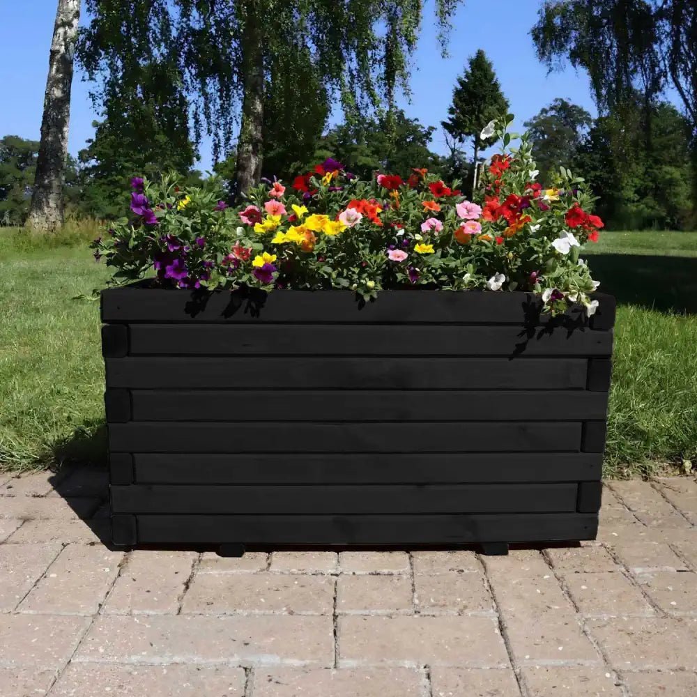 Wooden trough planters are perfect for creating a statement entrance.