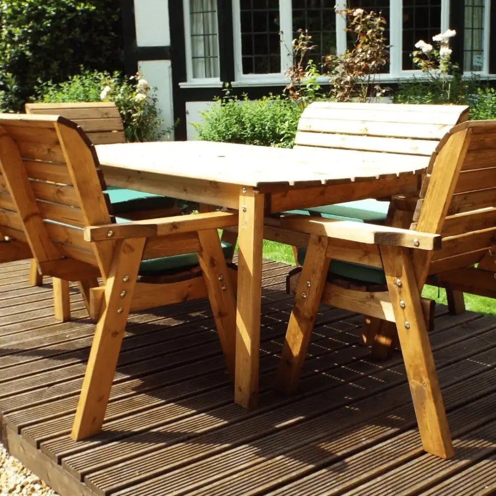 Unwind and soak up the sun on this comfortable garden seating set, crafted from high-quality, durable wood.