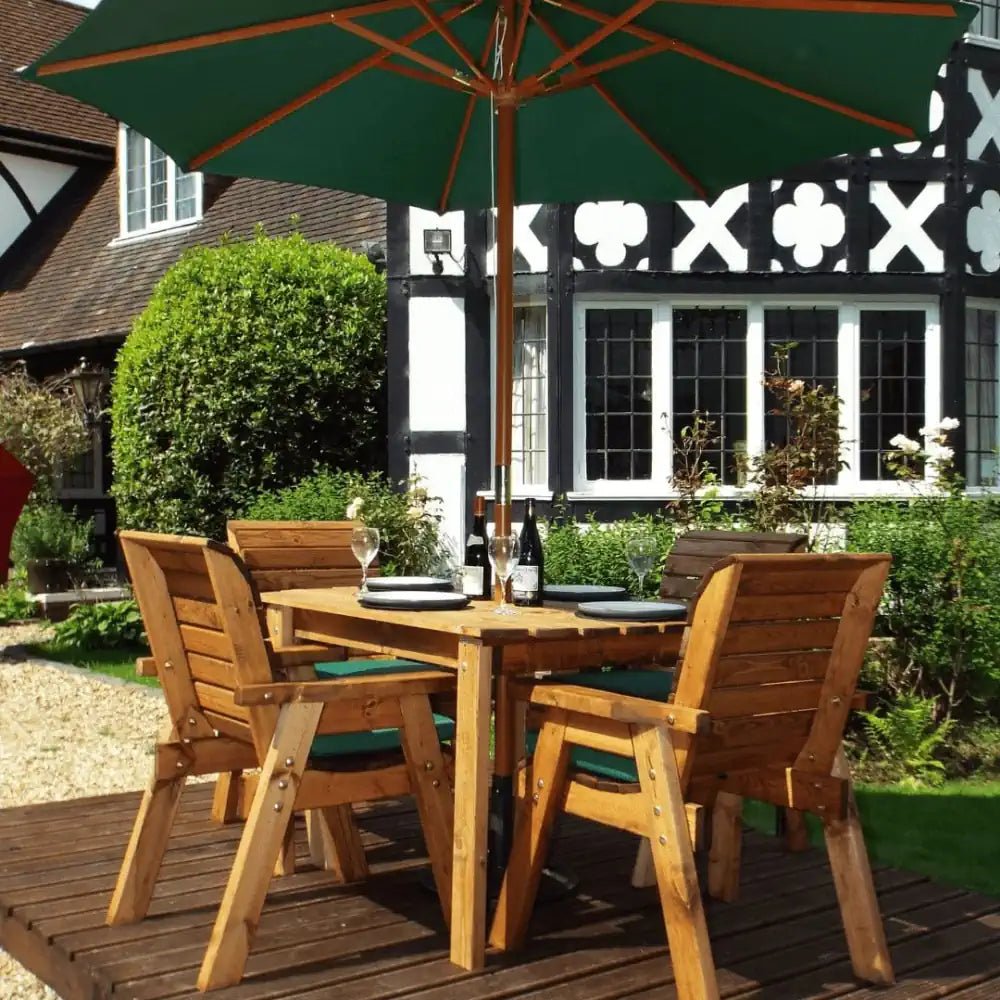 Enjoy the outdoors in comfort with a weather-resistant Teak Garden Furniture Set, featuring a spacious table and comfortable chairs.