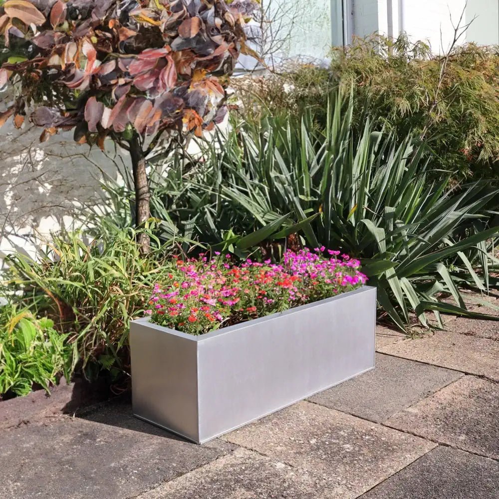 Luxury Zephyr Planters - High-quality woven wood trough planters in a stunning silver finish