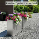 75cm Long Zinc Galvanised Brushed Silver 90cm Tall Trough Planter