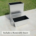 75cm Long Zinc Galvanised Brushed Silver 90cm Tall Trough Planter