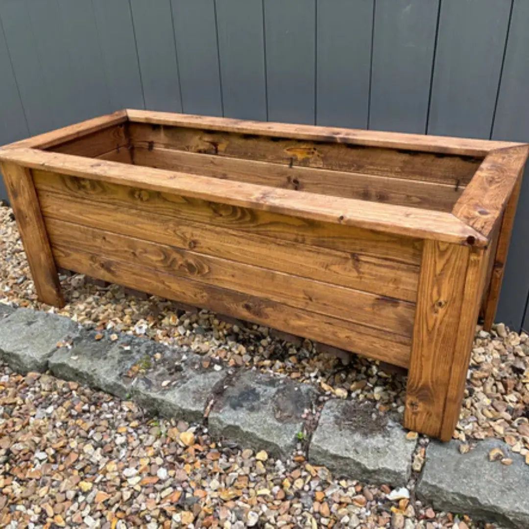 1.1m Raised Redwood Extra Large Wooden Trough Planter