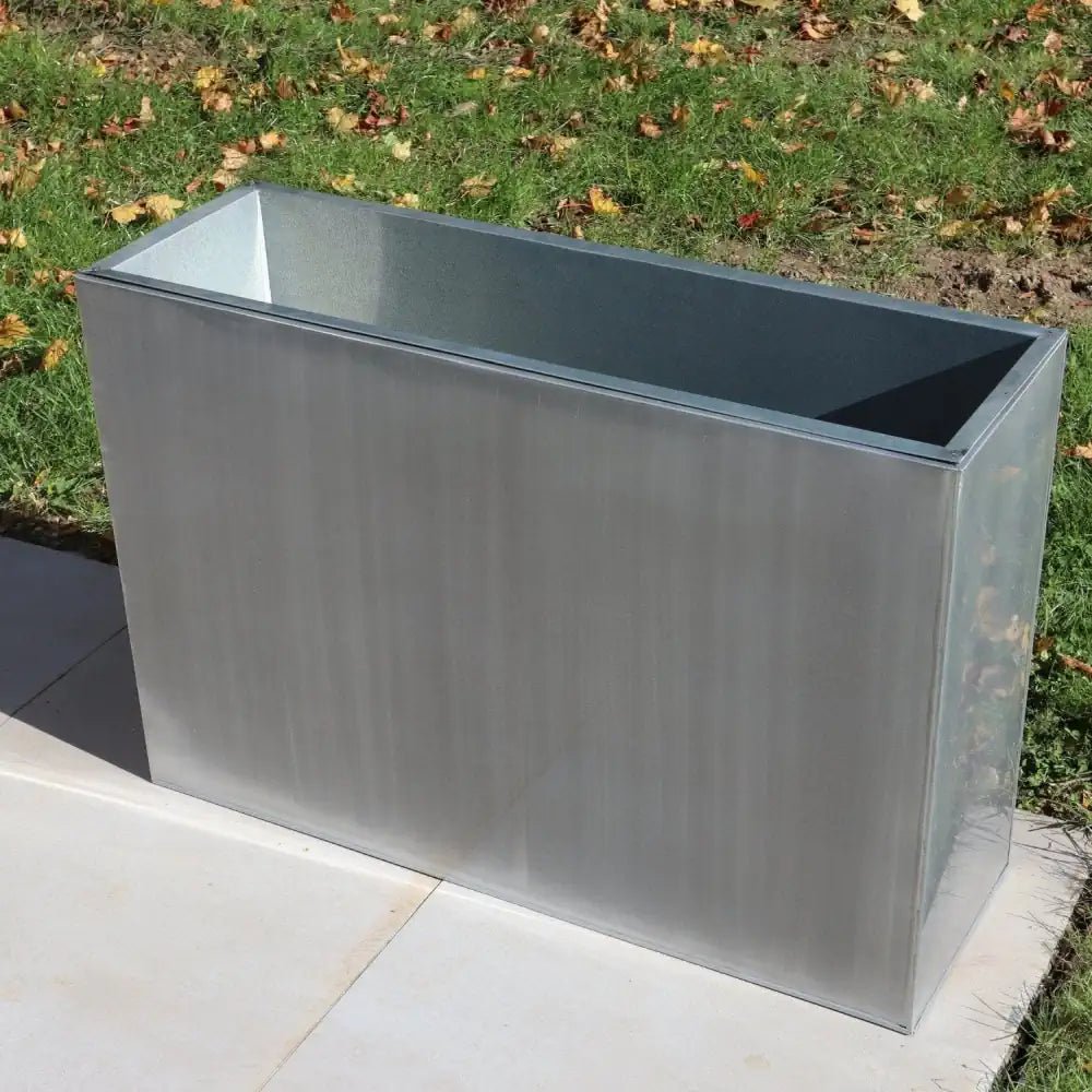 Zinc Brushed Planters on Woven Wood Tall Trough