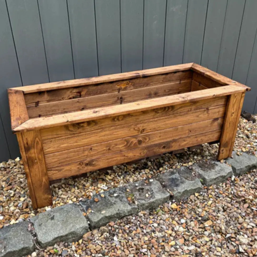 1.1m Raised Redwood Extra Large Wooden Trough Planter