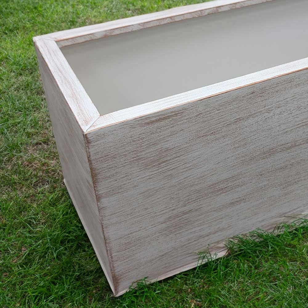 100cm Zinc Hand Finished Brushed White & Copper Trough Planter