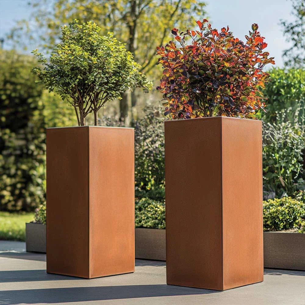 DAMAGED (READ DESCRIPTION) 75cm Zinc Galvanised Copper Finish Tall Square Planter