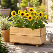 Premium Wood Sunflower Planter with Feet