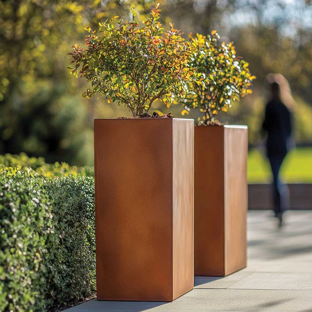 100cm Zinc Galvanised Copper Tall Square Planter