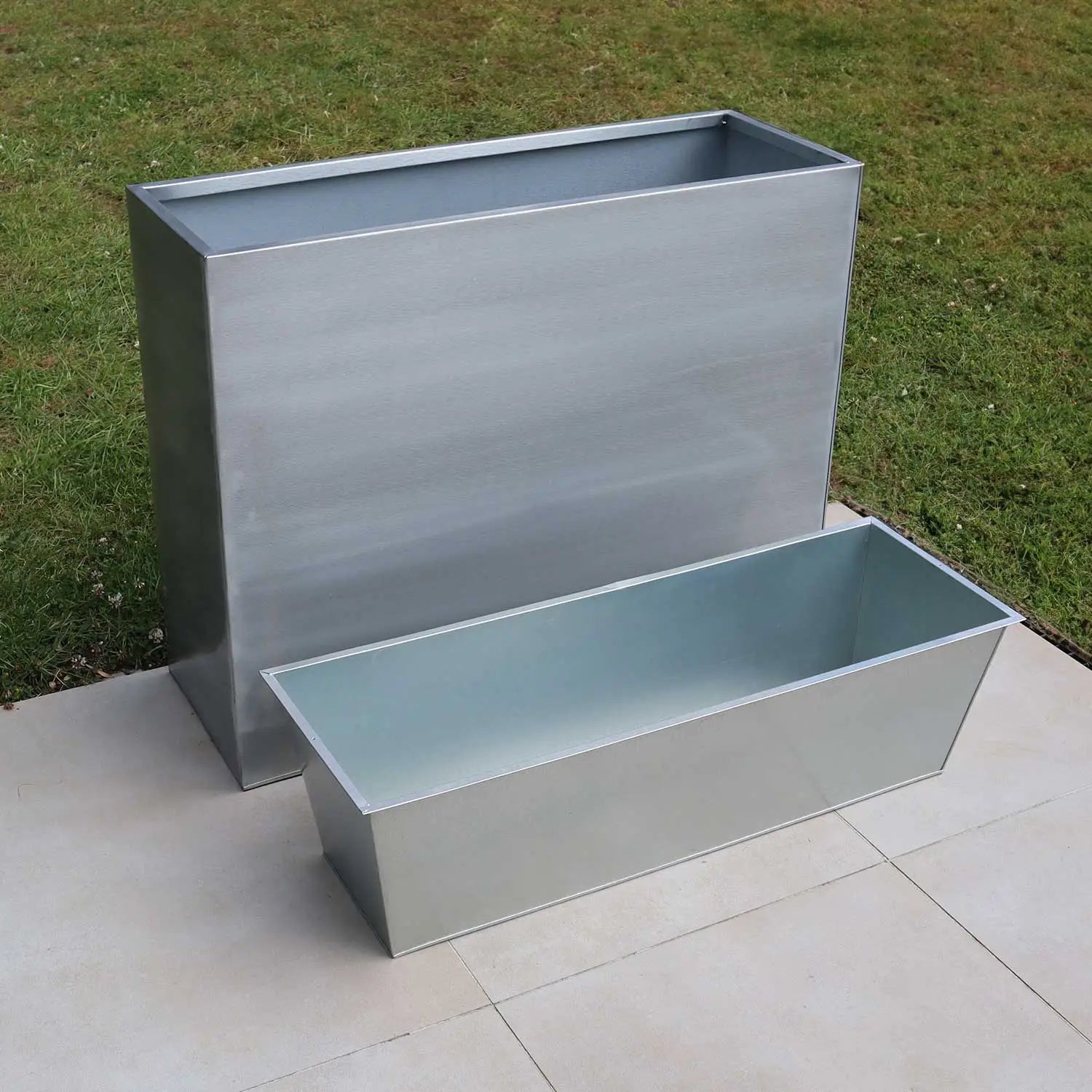 100cm Long Zinc Silver Galvanised 80cm Tall Trough Planter