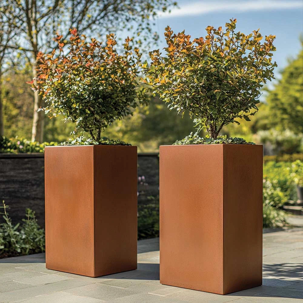 75cm Zinc Copper Finish Tall Square Planter