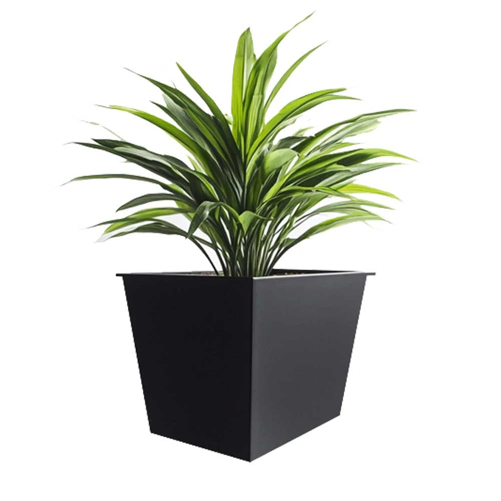 40cm Zinc Galvanised Planter Square Insert in Matte Black