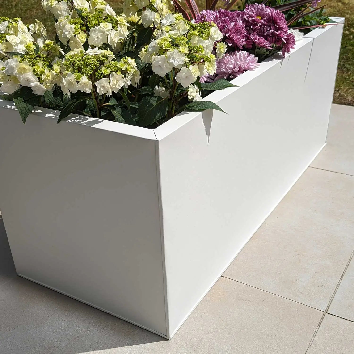 100cm Zinc Galvanised Matte White Trough Planter