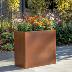 tall planter with flowers