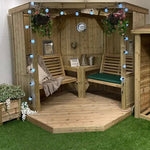 Enjoying a meal outdoors on a rustic picnic table.