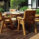 teak garden furniture with grey parasol available Woven Wood