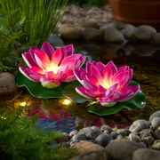2pcs Solar LED Floating Lotus Lights for Pond & Pool