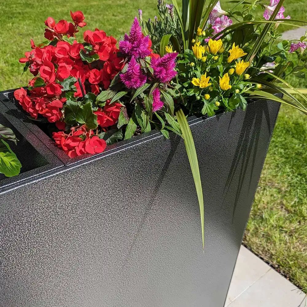 textured planters standing planters galvanised planters woven wood