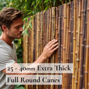 Black Premium 2-4cm Thick Bamboo Cane Fencing Screening Rolls
