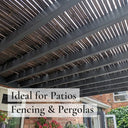 Black thick bamboo cane screening used as a pergola roof for shade