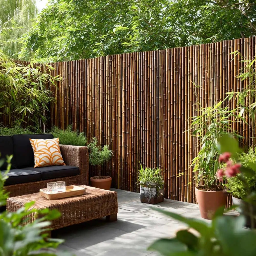 Black Premium Thick Bamboo Cane Fencing Screening Rolls