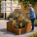Corten Steel Tiered Corner Planter Raised Bed with Base & Feet