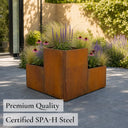 Corten Steel Tiered Corner Planter Raised Bed with Base & Feet