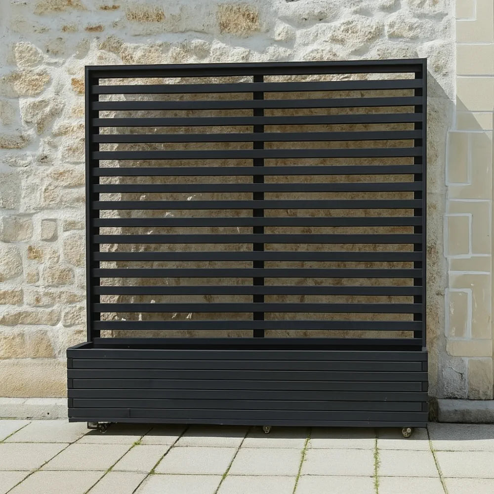 1.8m Black Pine Raised Wooden Trellis Planter