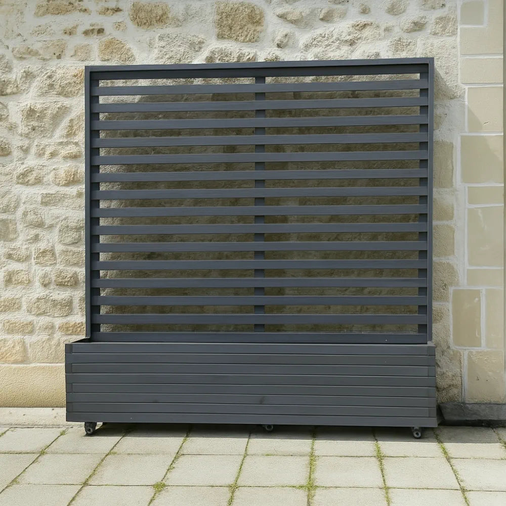 2m Grey Pine Raised Wooden Trellis Planter