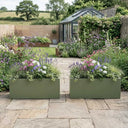 75cm Zinc Galvanised Sage Green Trough Planter