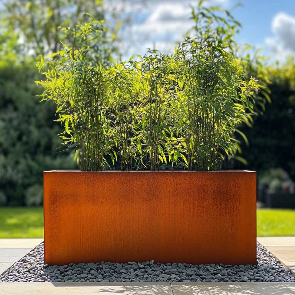 Pre Rusted Planters 100cm Corten Steel Trough Planter - Pre-Rusted – Woven Wood