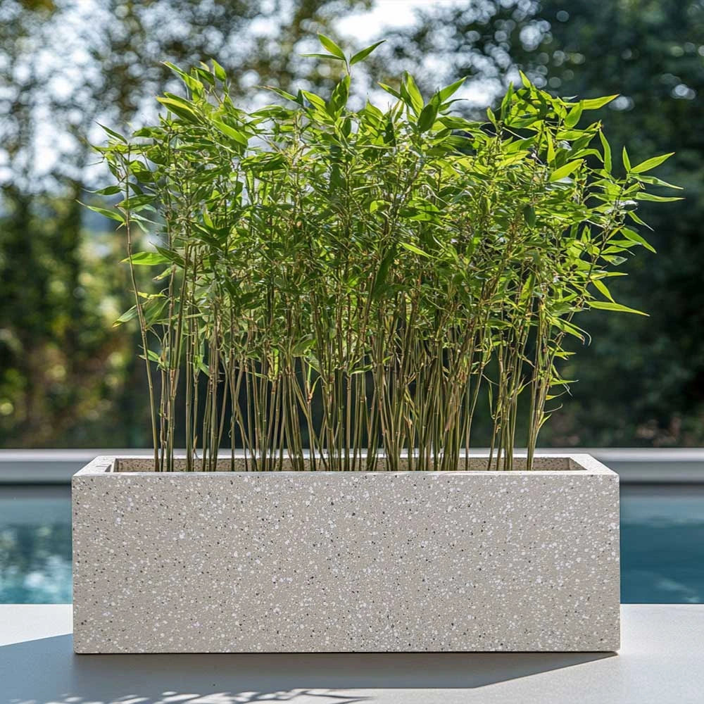 75cm Zinc White Stone Textured Trough Planter