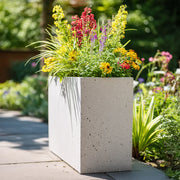 90cm Zinc Galvanised Whitestone Effect 60cm Tall Trough Planter