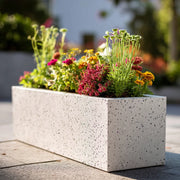 75cm Zinc Galvanised White Stone Textured Trough Planter