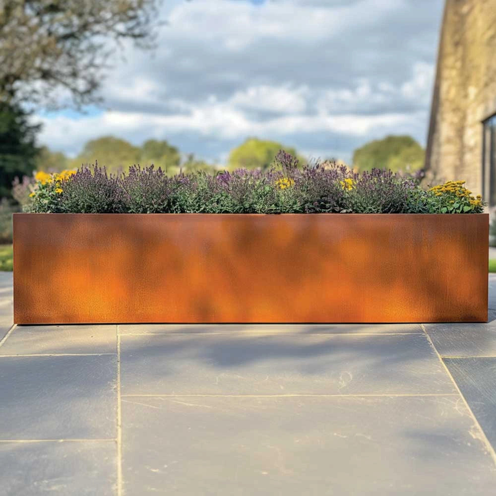 200cm Corten Steel Trough Planter - Pre-Rusted