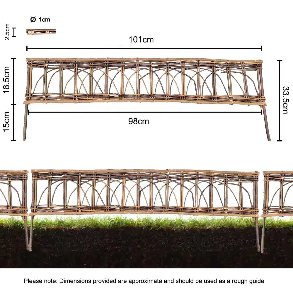 2m Lattice Weave Willow Lawn Edging -  18.5cm Height