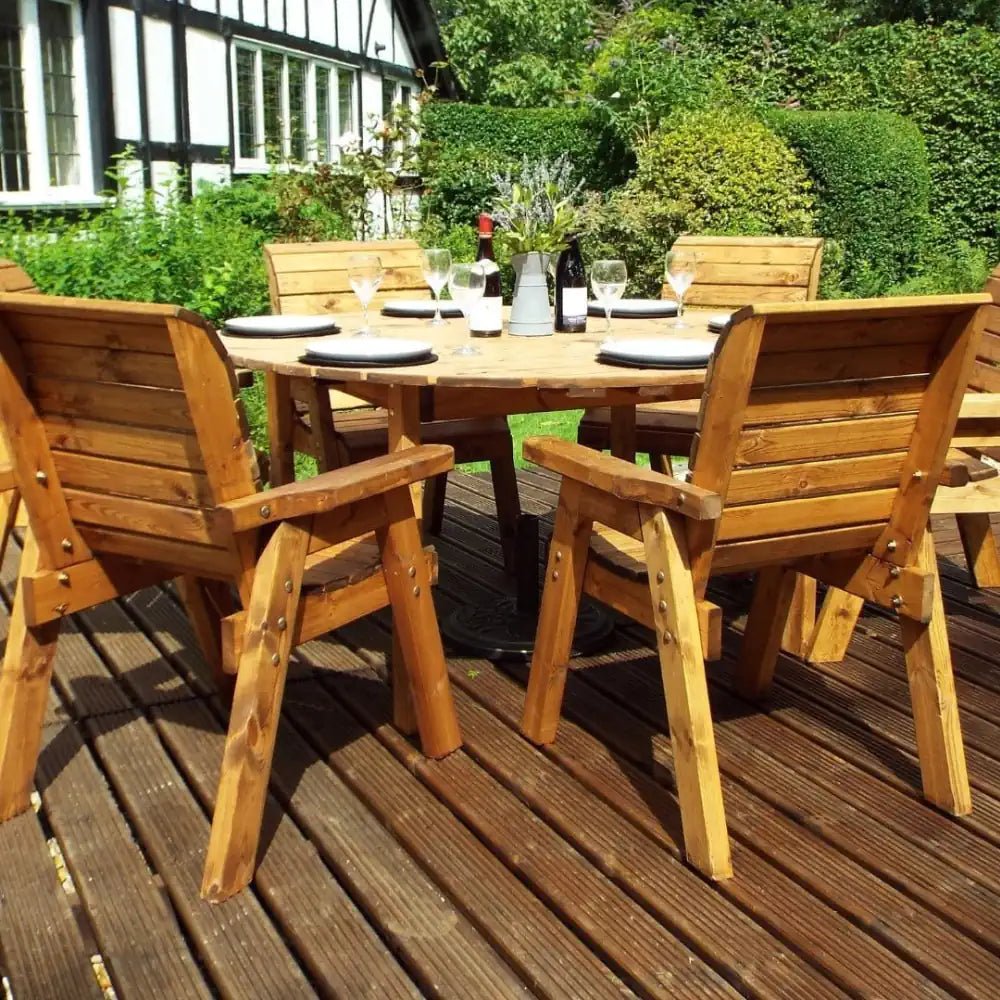 Bring the indoors out with a warm and inviting Wooden Dining Set, making your garden an extension of your home.