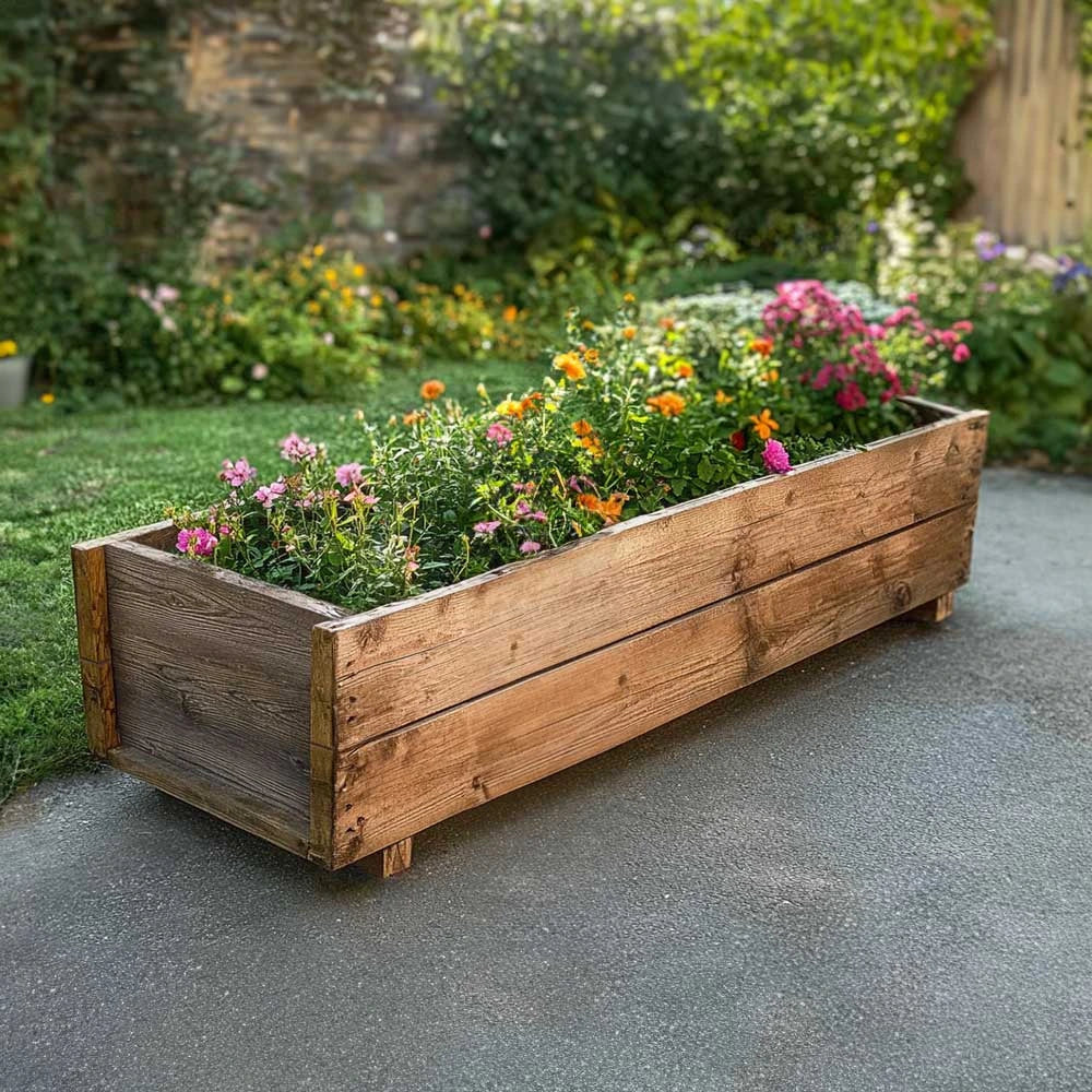 120cm Pine Wooden Planter Flower Trough