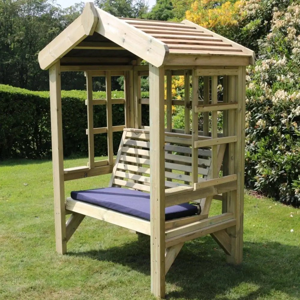 Outdoor arbours offering shelter and comfort for outdoor gatherings.
