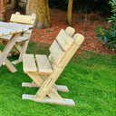 Garden bench surrounded by blooming flowers, inviting moments of tranquility.