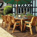 Host lively conversations on this spacious 8-seater dining set, made from high-quality wooden furniture.