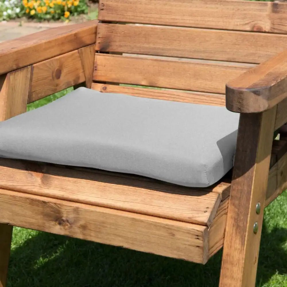 Two Seater Redwood Garden Love Seat with Grey Cushions Woven Wood