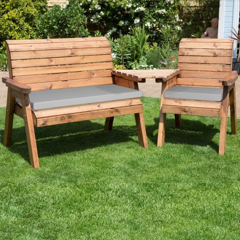 Rustic chic: Wooden garden furniture adding warmth to outdoor spaces.