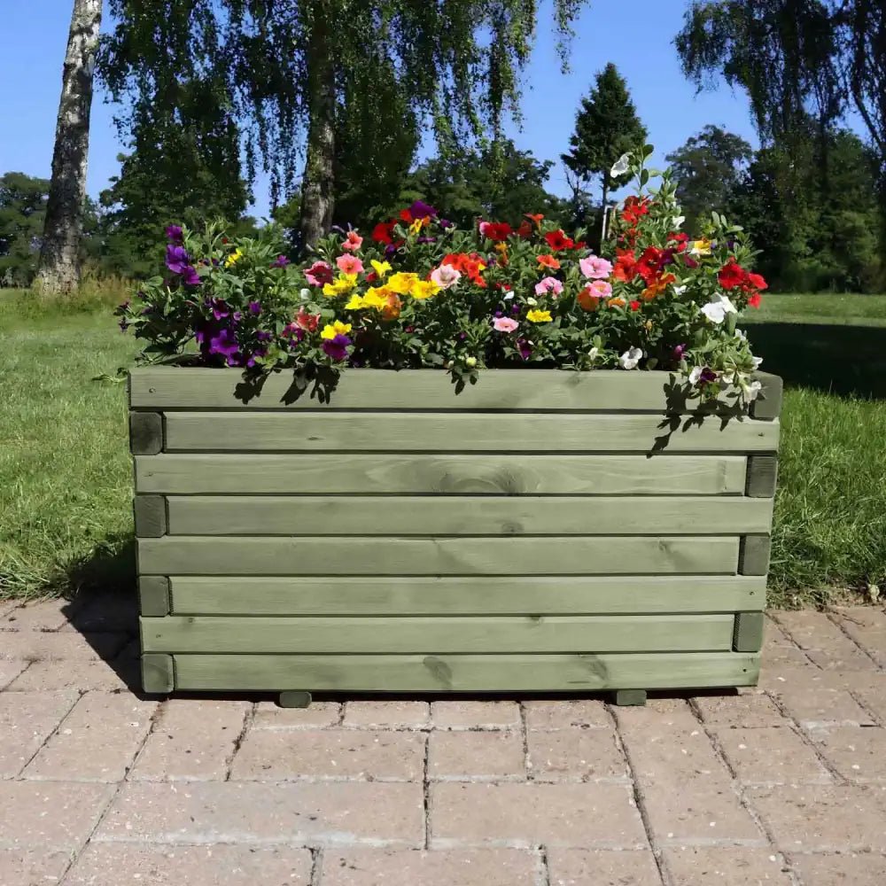 Rustic wooden planters add a vintage charm and complement classic garden styles.