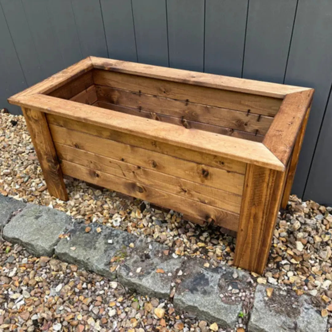 80cm Redwood Raised Wooden Trough Planter