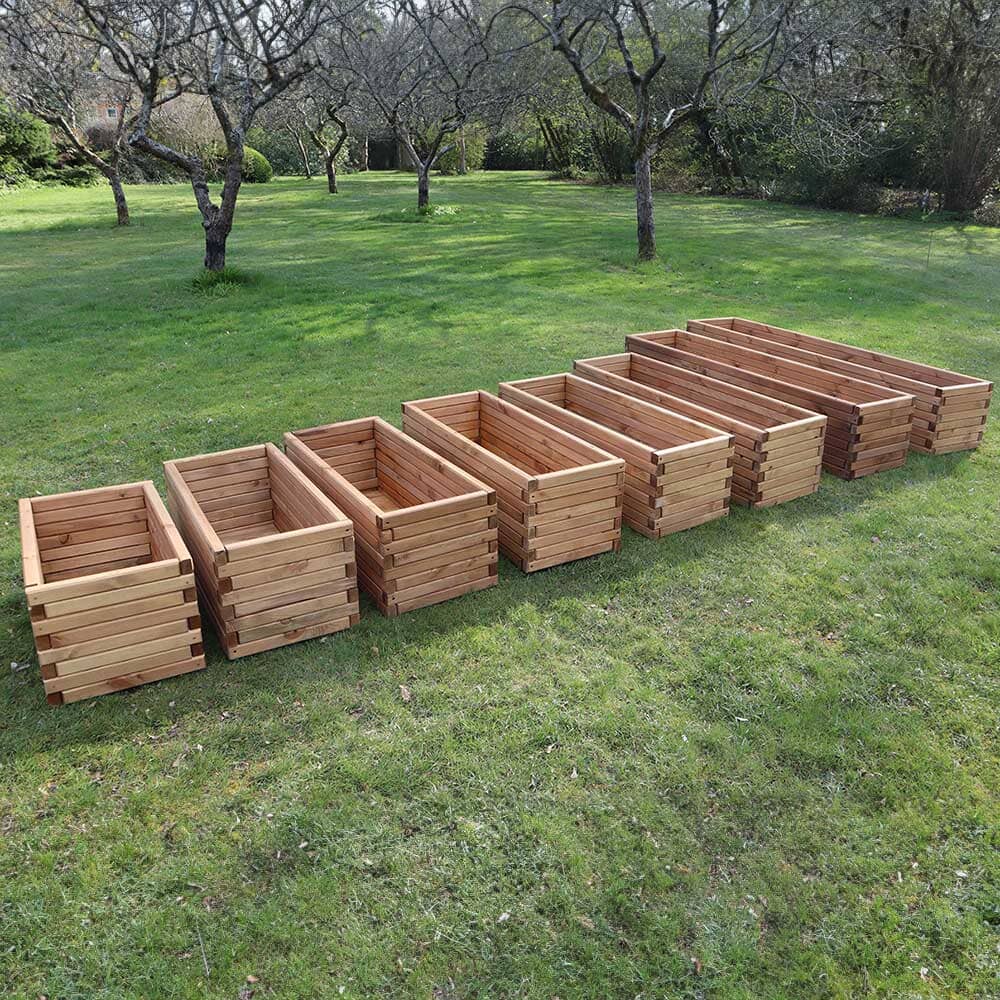 2m Pine Wooden Trough Planter with Feet – Woven Wood