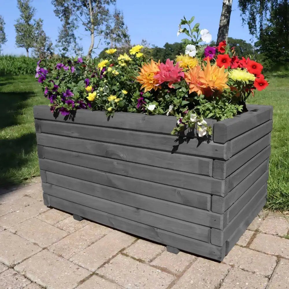 Pine raised wooden trough planters for gardens UK 