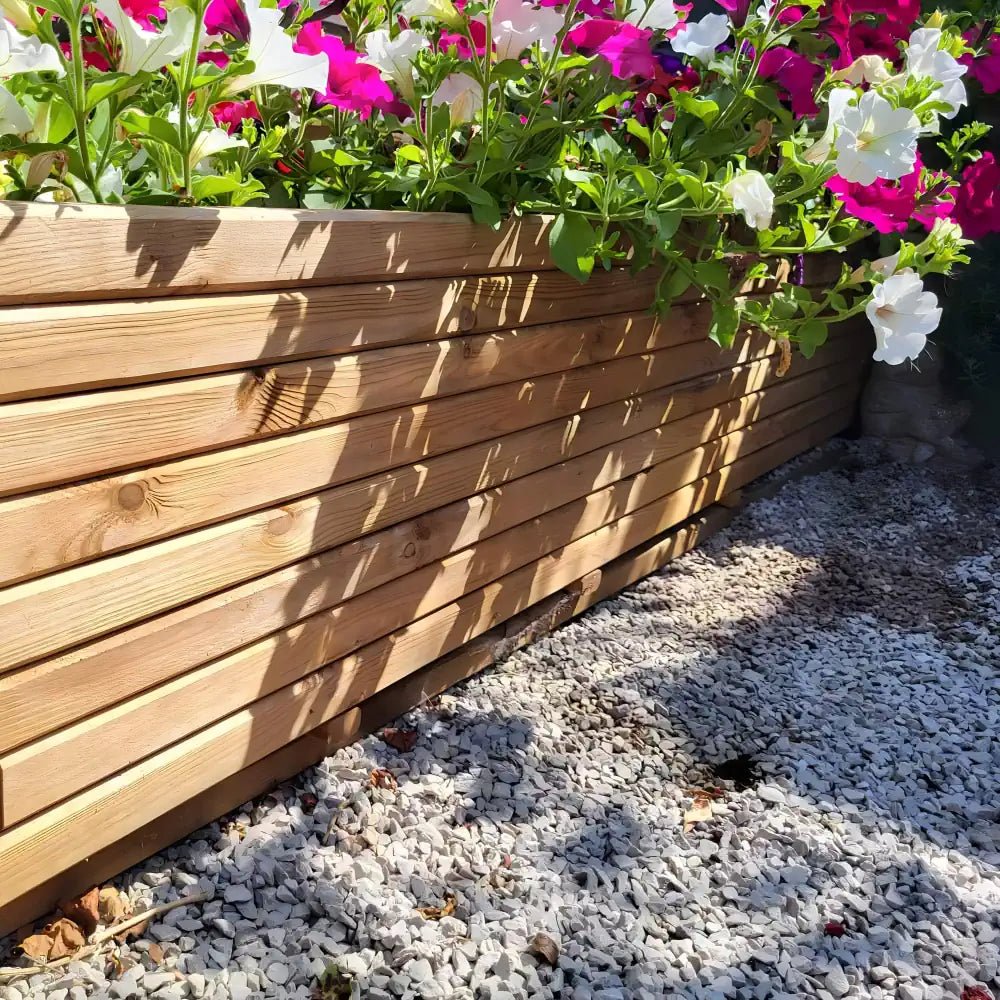 2m Woven Wood Raised Planter Troughs Natural Woven Wood Planters